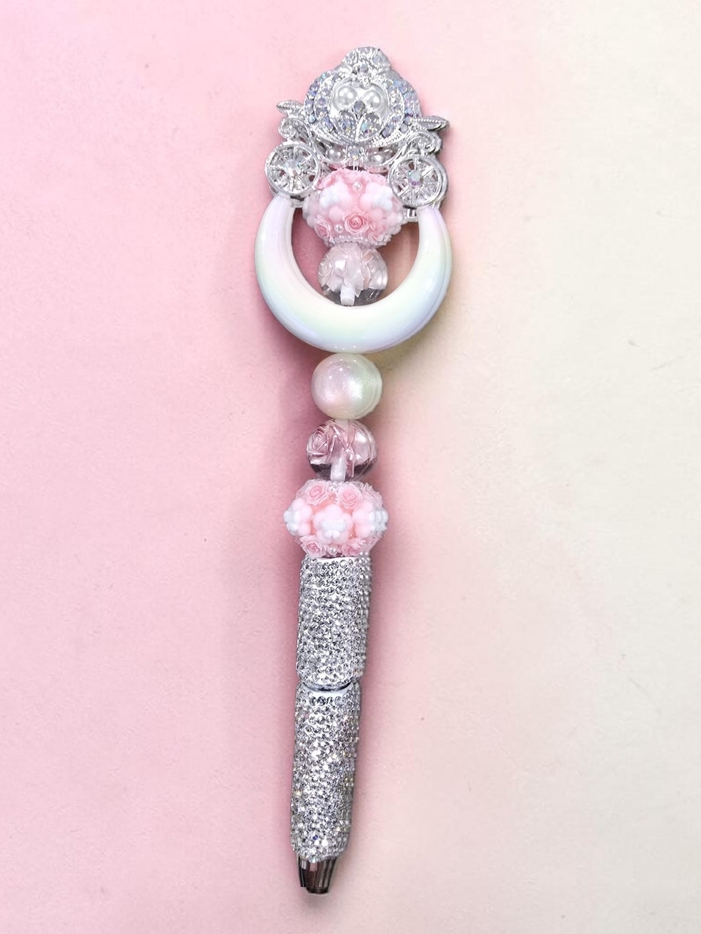 Luxury Pink Beaded Rhinestone Ballpoint Pen